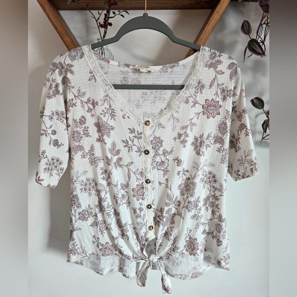 Floral Button-Down Women Blouse